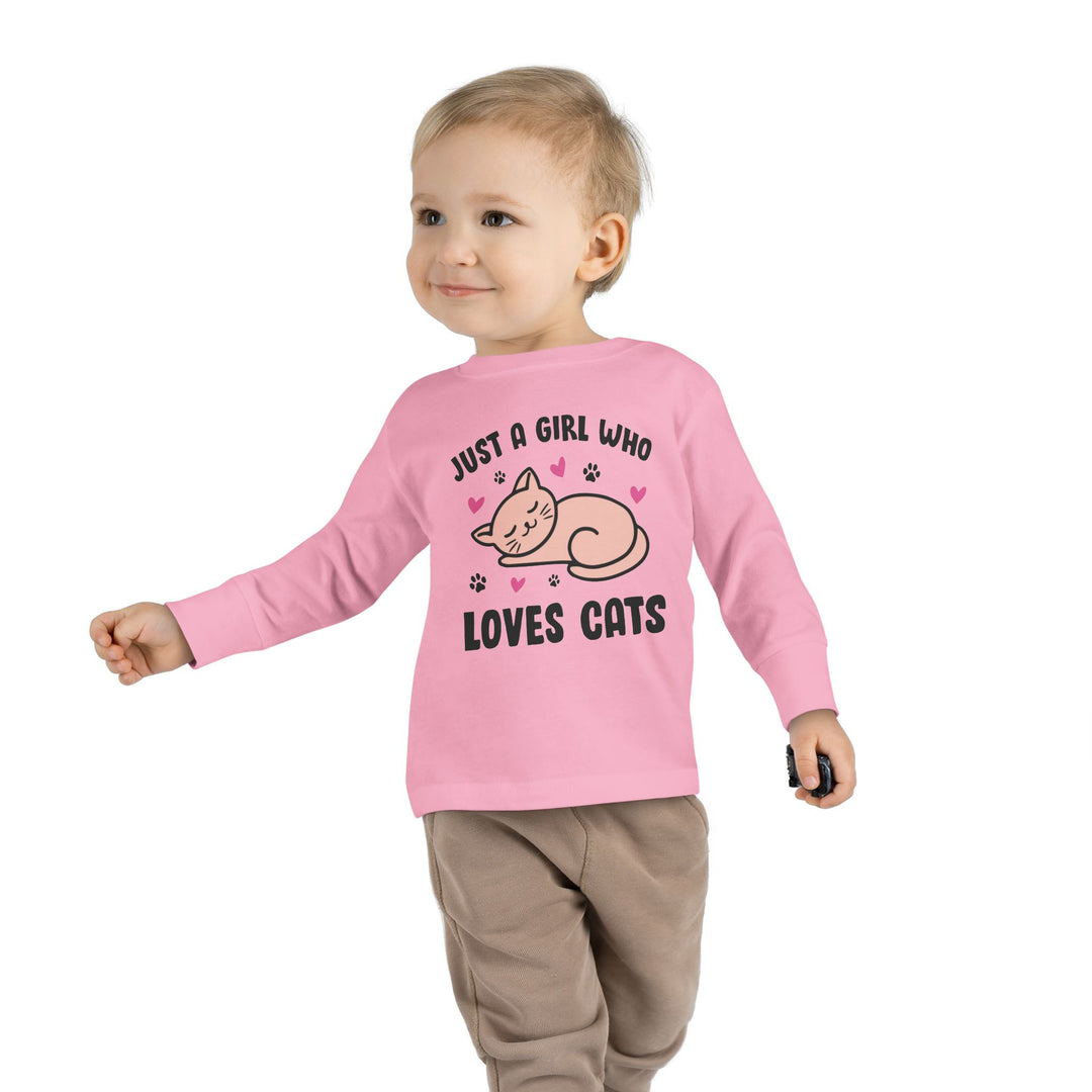 Girl Who Loves Cats Toddler Long Sleeve Tee