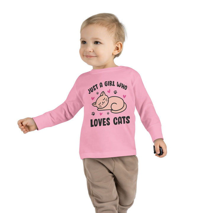 Girl Who Loves Cats Toddler Long Sleeve Tee