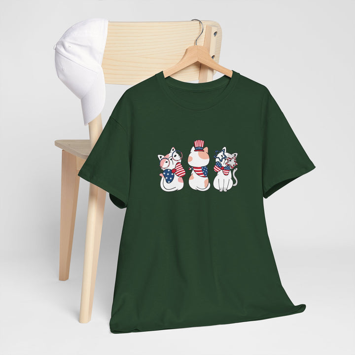Flag Waving Cats Cotton Tee
