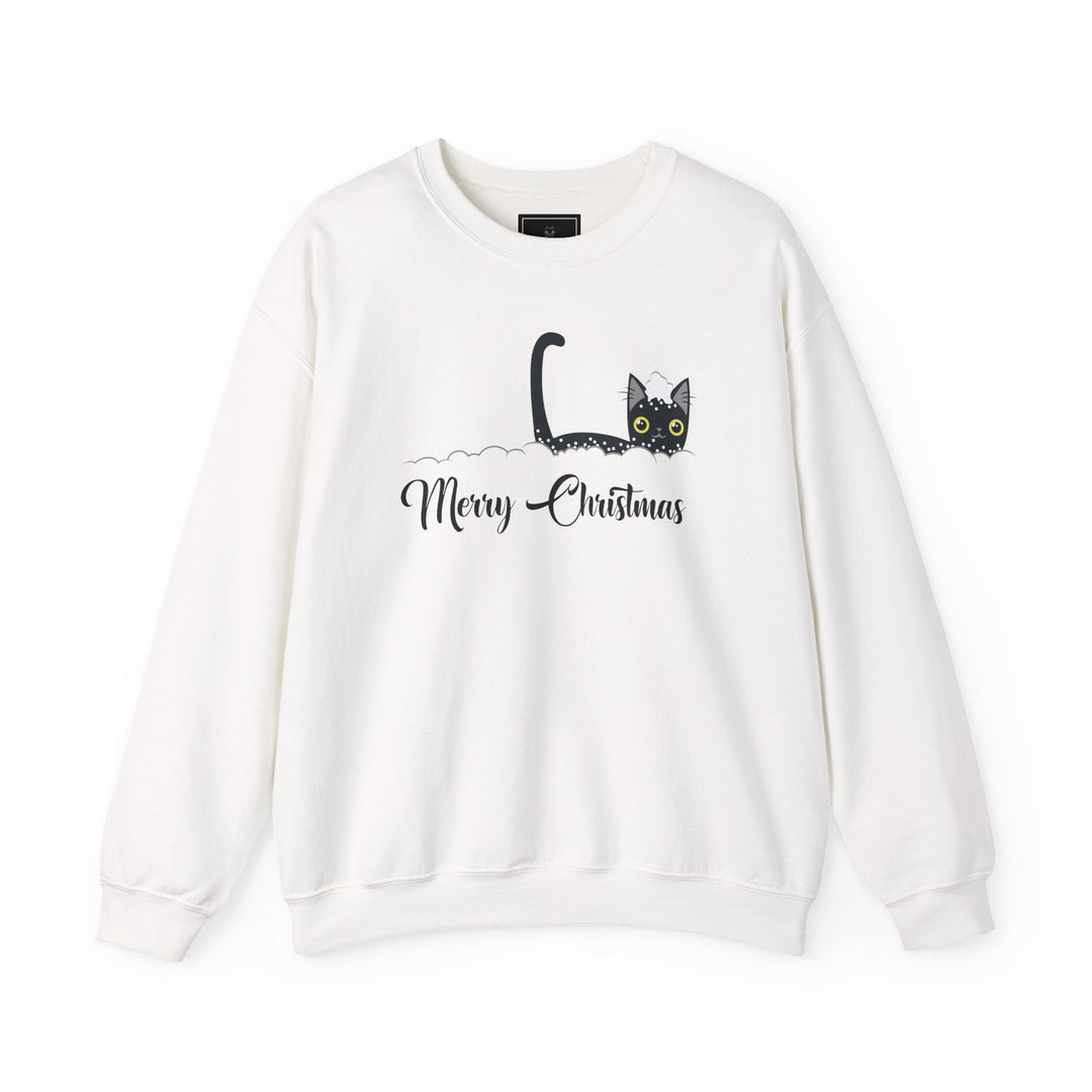 Snowy Christmas Cat Unisex Crewneck Sweatshirt