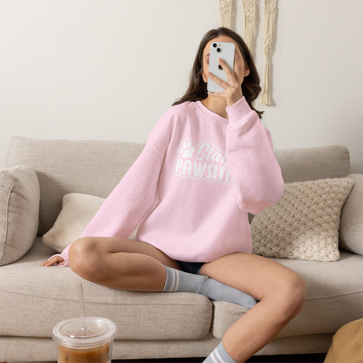 Stay Pawsitive Unisex Crewneck Sweatshirt