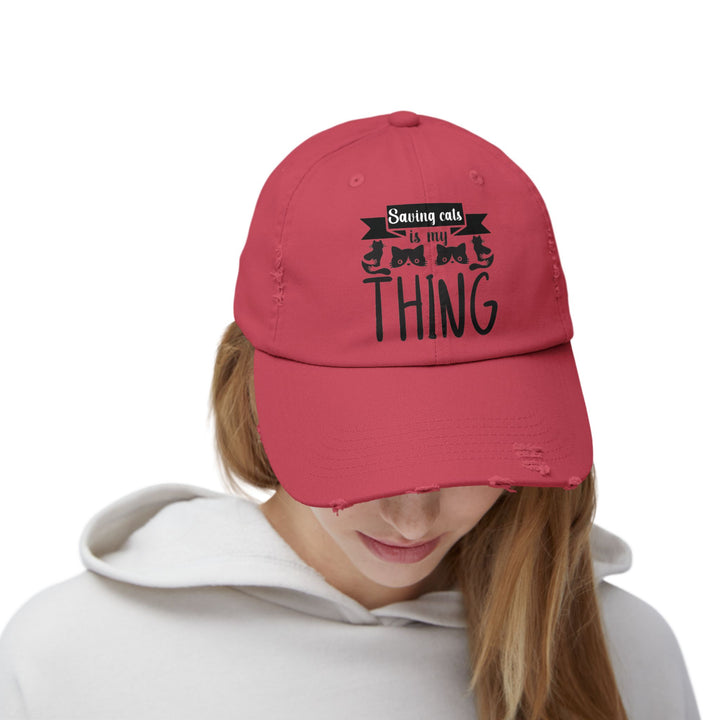 Saving Cats Unisex Distressed Hat