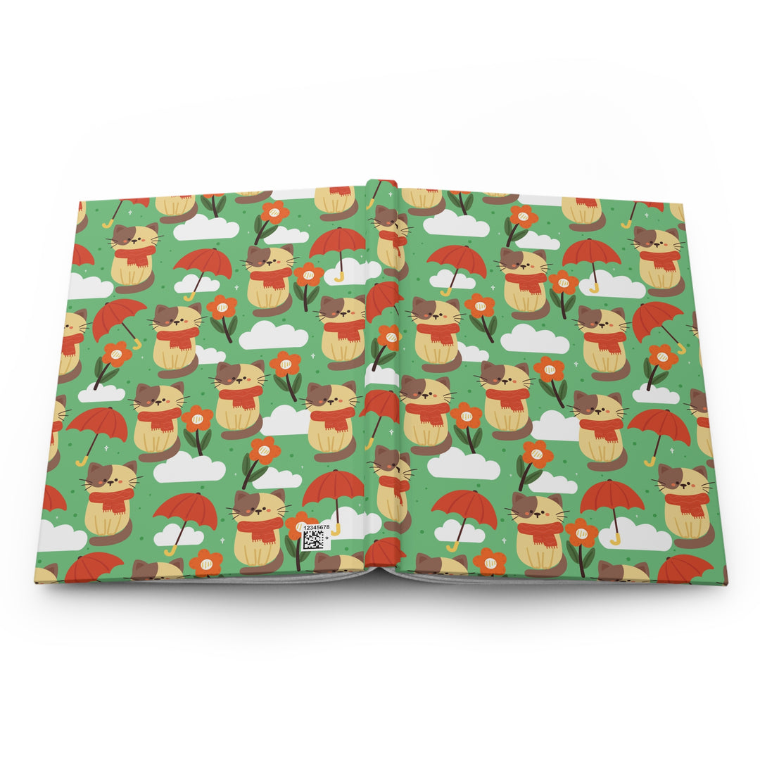 Spring Showers Cat Hardcover Journal