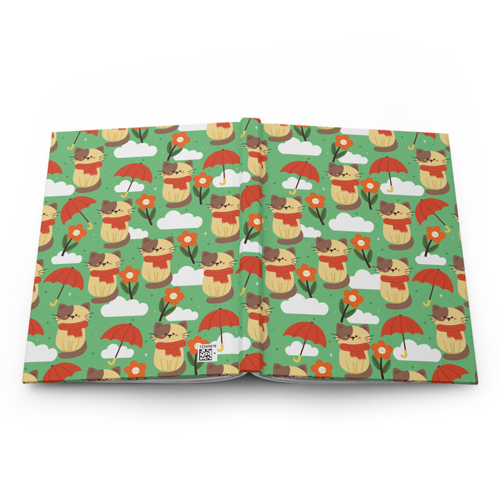 Spring Showers Cat Hardcover Journal