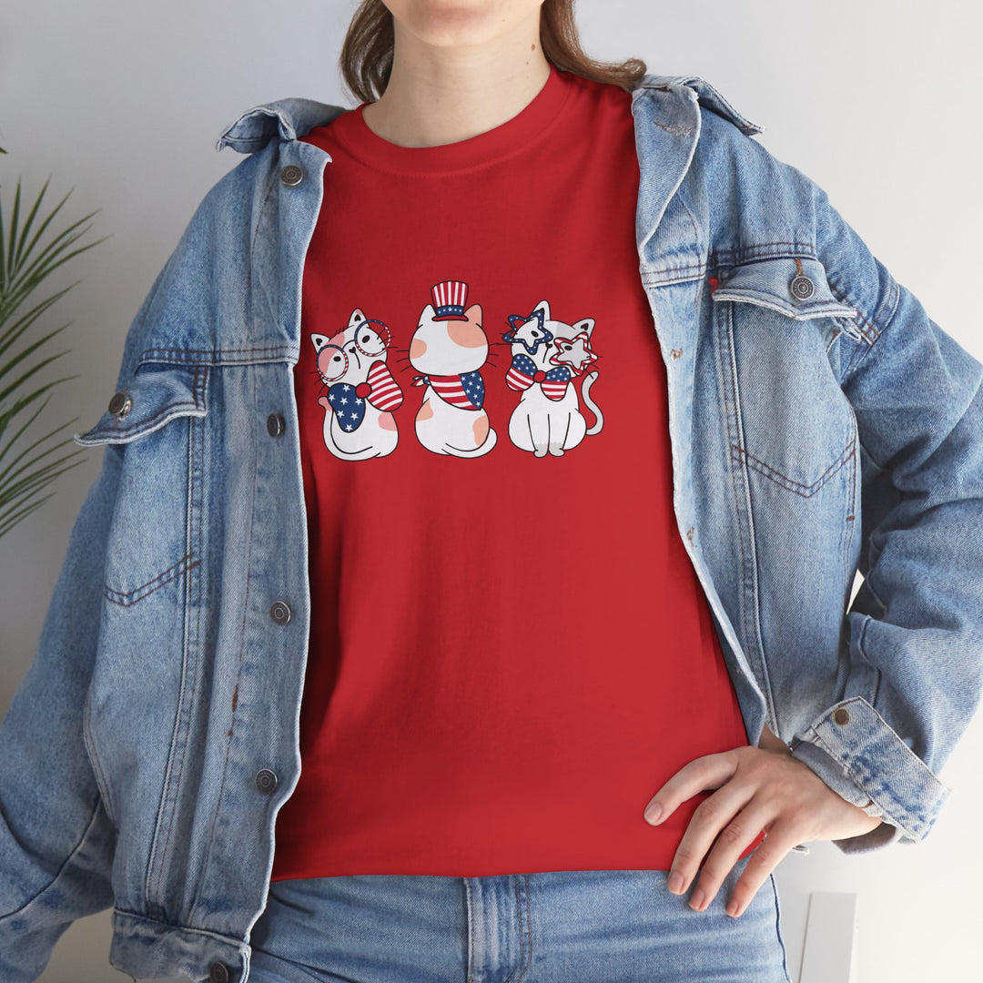 Flag Waving Cats Cotton Tee