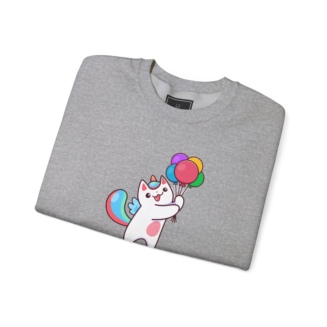 Caticorn and Balloons Unisex Crewneck Sweatshirt