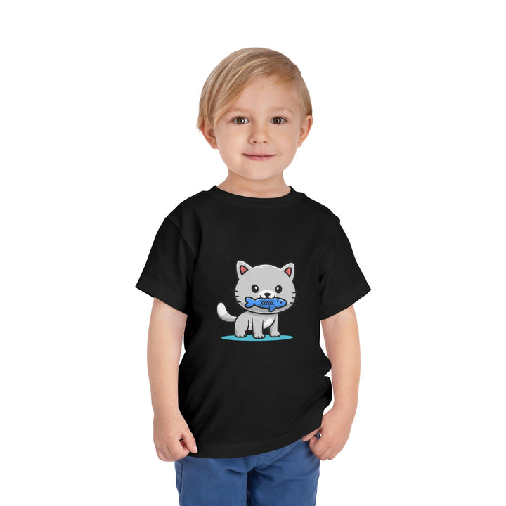Cat Eating A Fish Toddler Tee