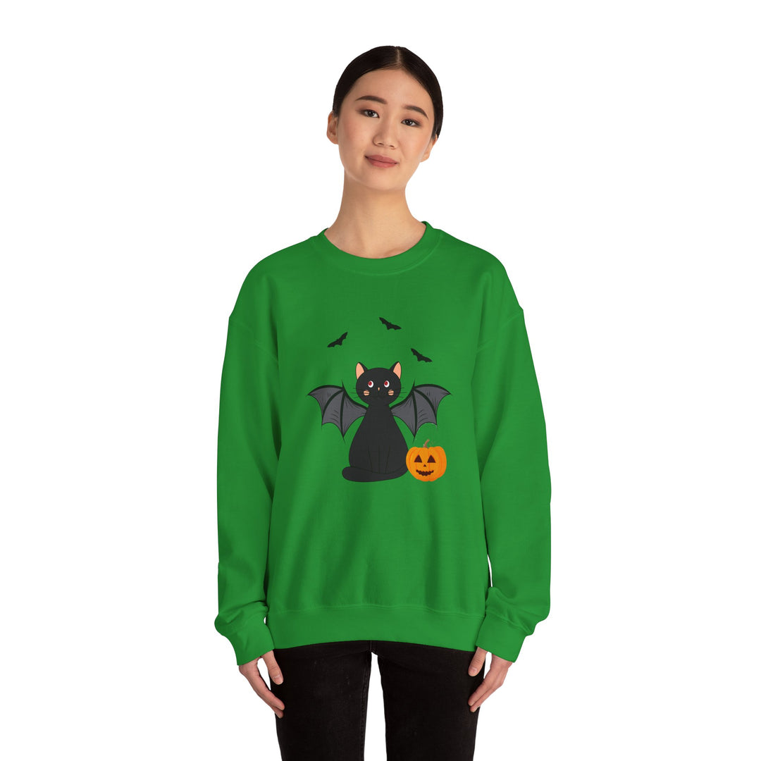 Bat Cat Halloween Crewneck Sweatshirt