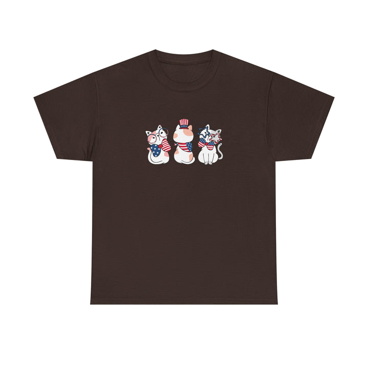 Flag Waving Cats Cotton Tee