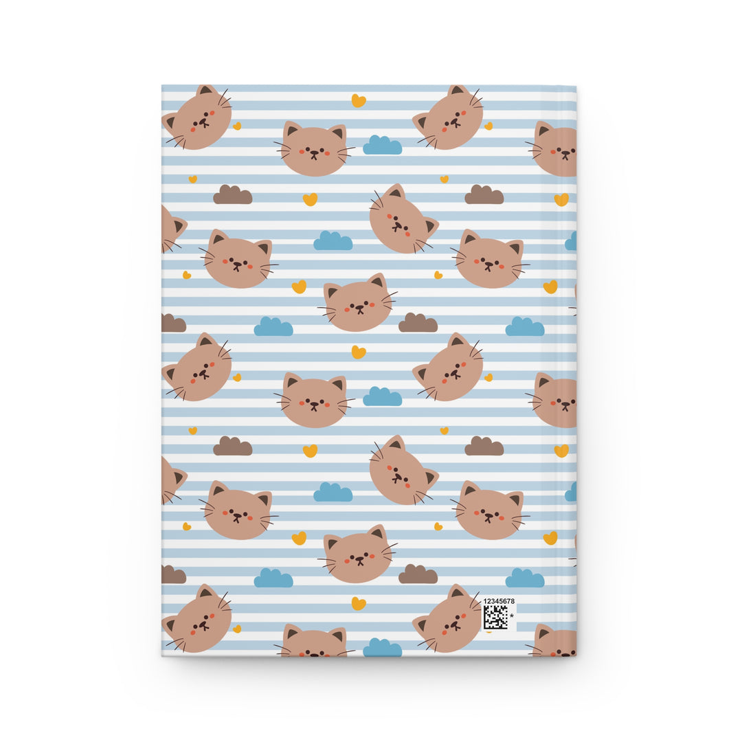 Blue Stripes Cat Hardcover Journal