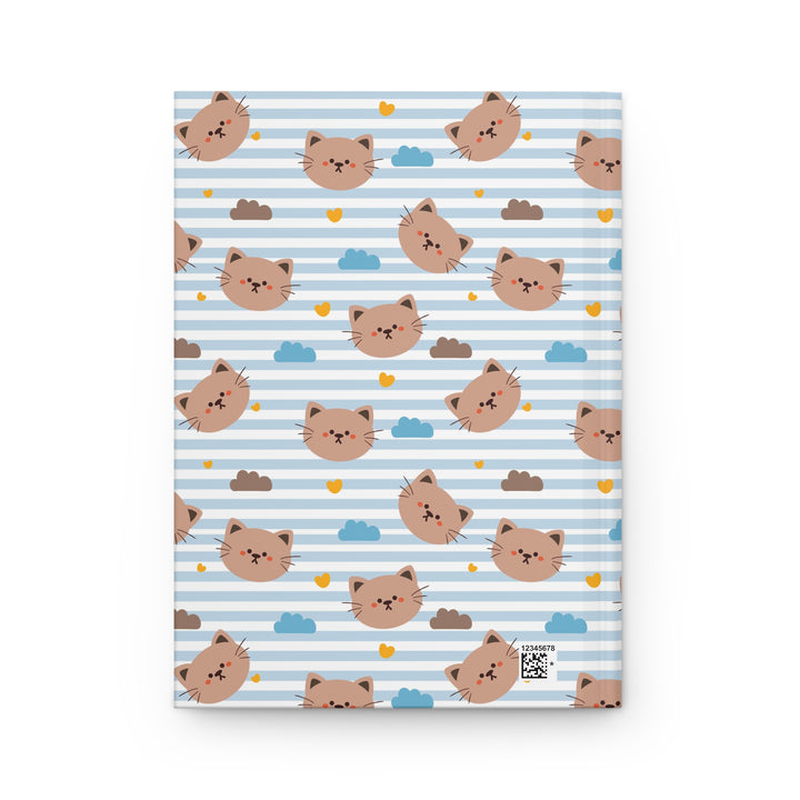 Blue Stripes Cat Hardcover Journal