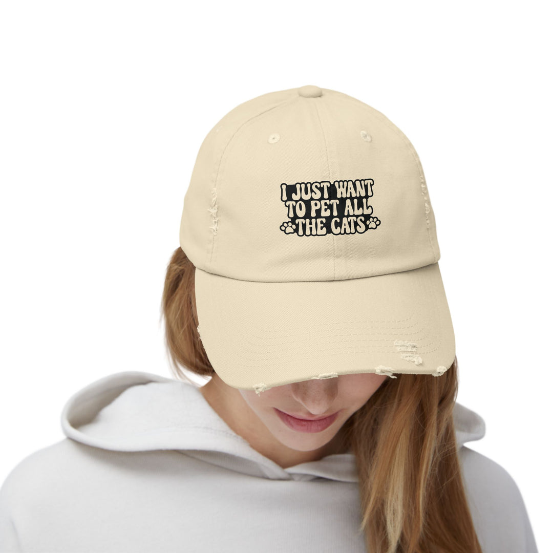 Pet All The Cats Unisex Distressed Hat