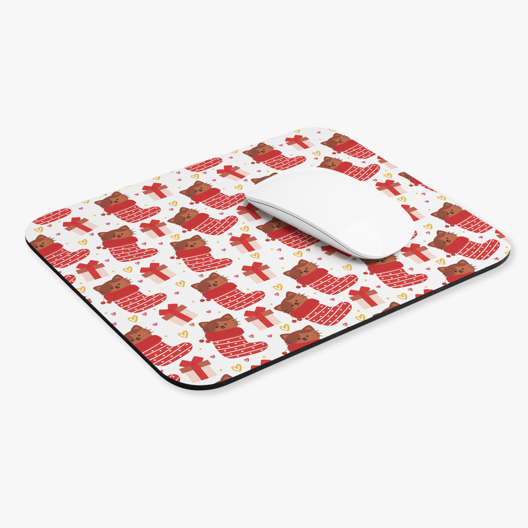 Christmas Stocking Cat Mouse Pad