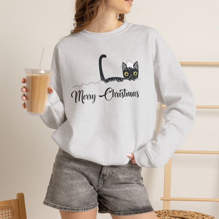Snowy Christmas Cat Unisex Crewneck Sweatshirt