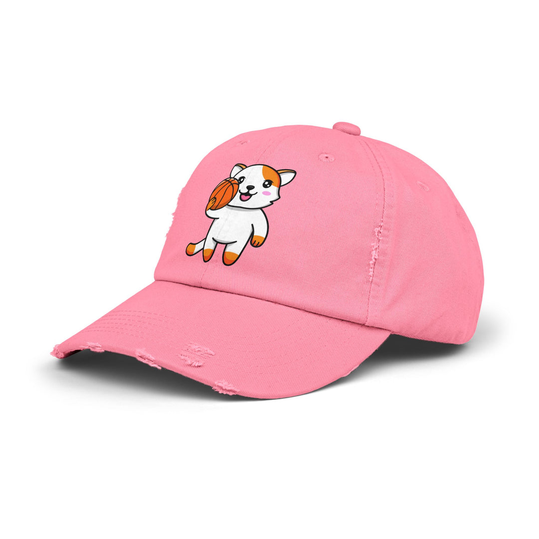 Basketball Cat Unisex Distressed Hat