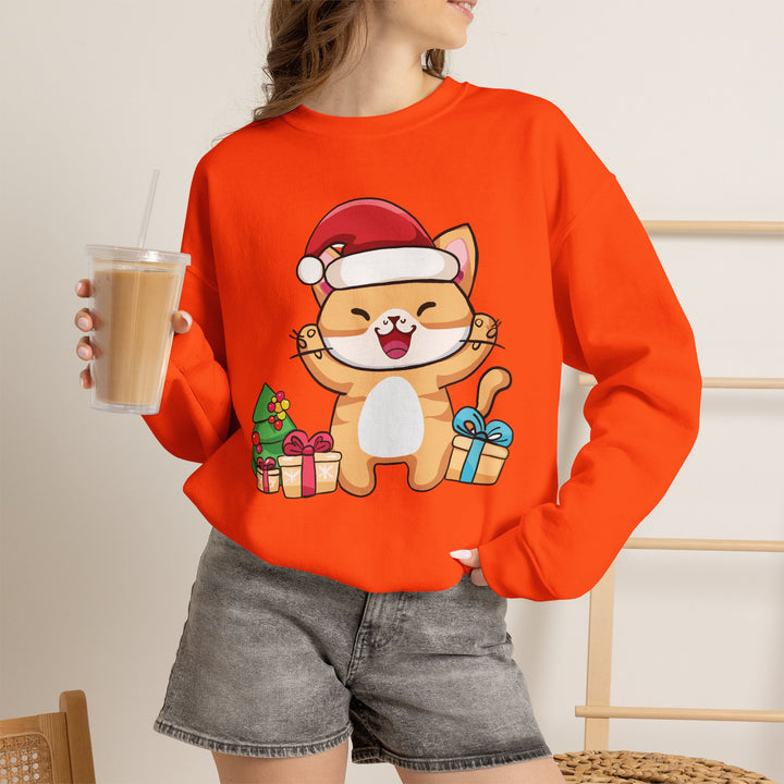 Happy Santa Cat Crewneck Sweatshirt