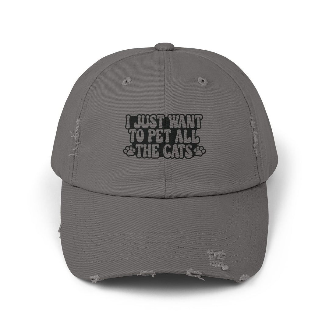 Pet All The Cats Unisex Distressed Hat