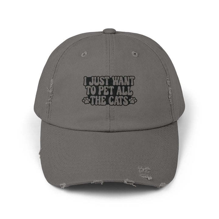 Pet All The Cats Unisex Distressed Hat