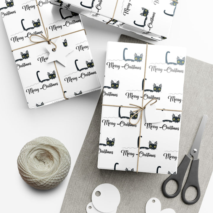 Snowy Christmas Cat Gift Wrap