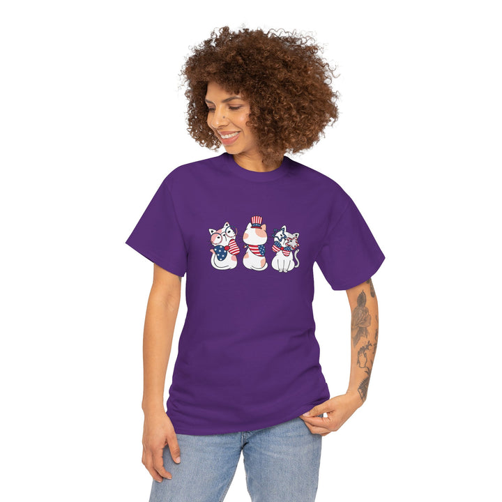 Flag Waving Cats Cotton Tee