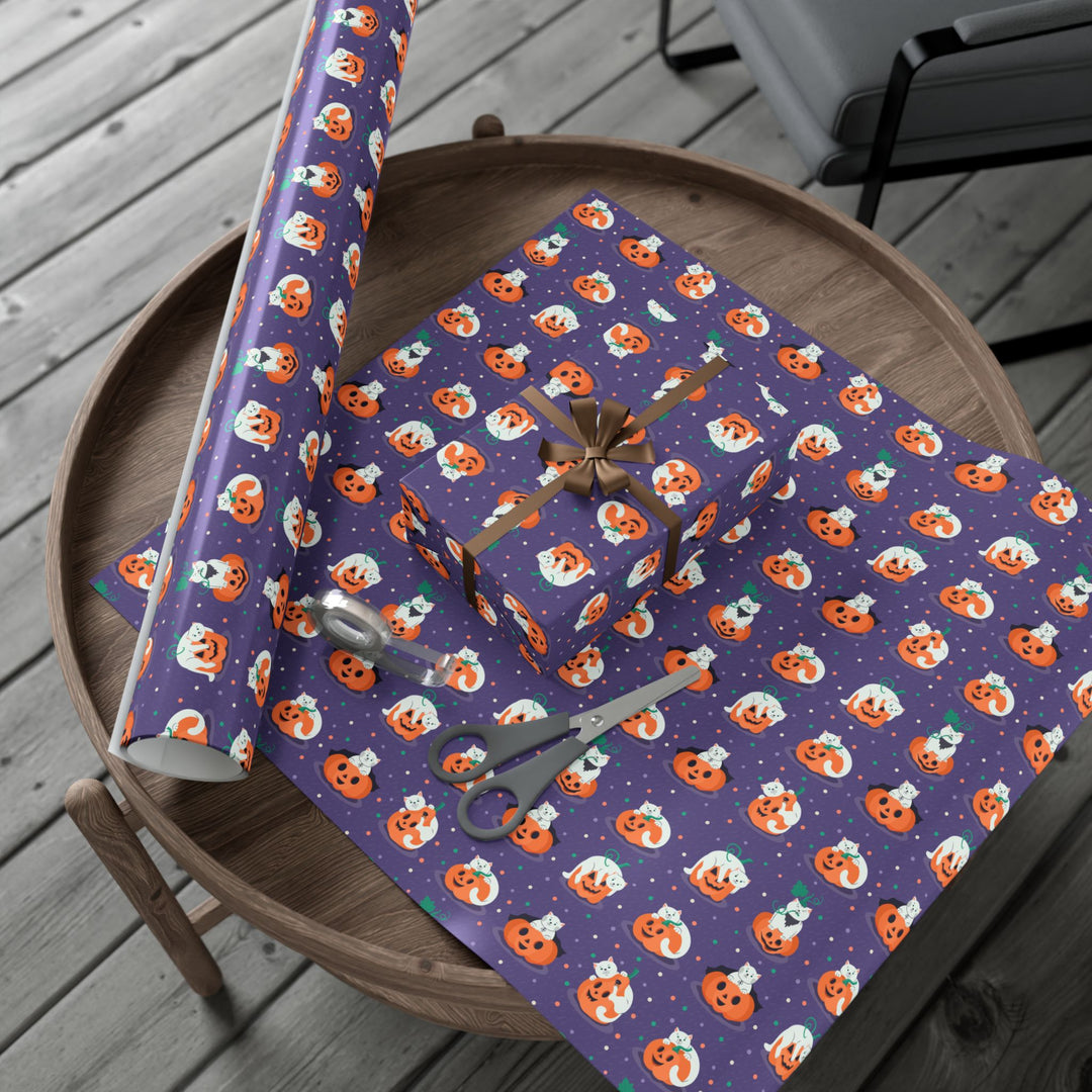 Jack-o-Lantern Cat Gift Wrap