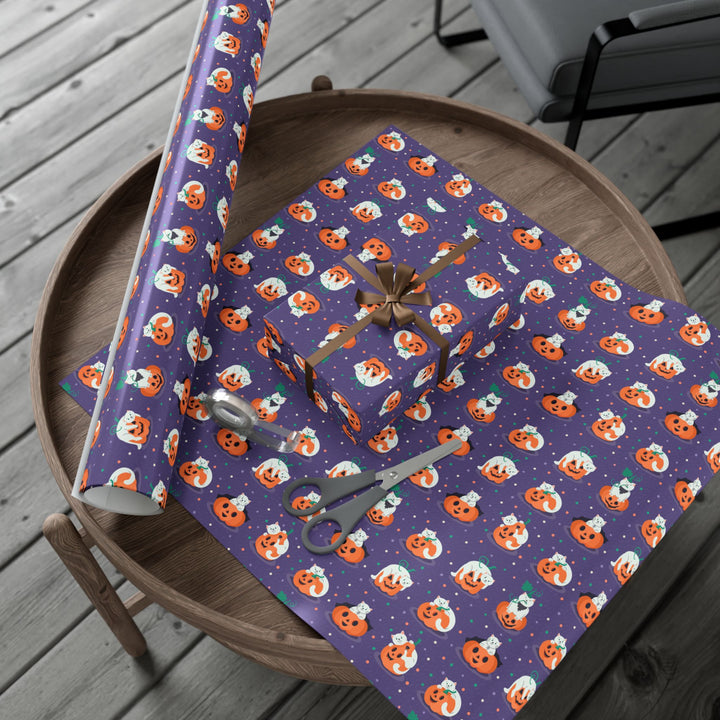 Jack-o-Lantern Cat Gift Wrap