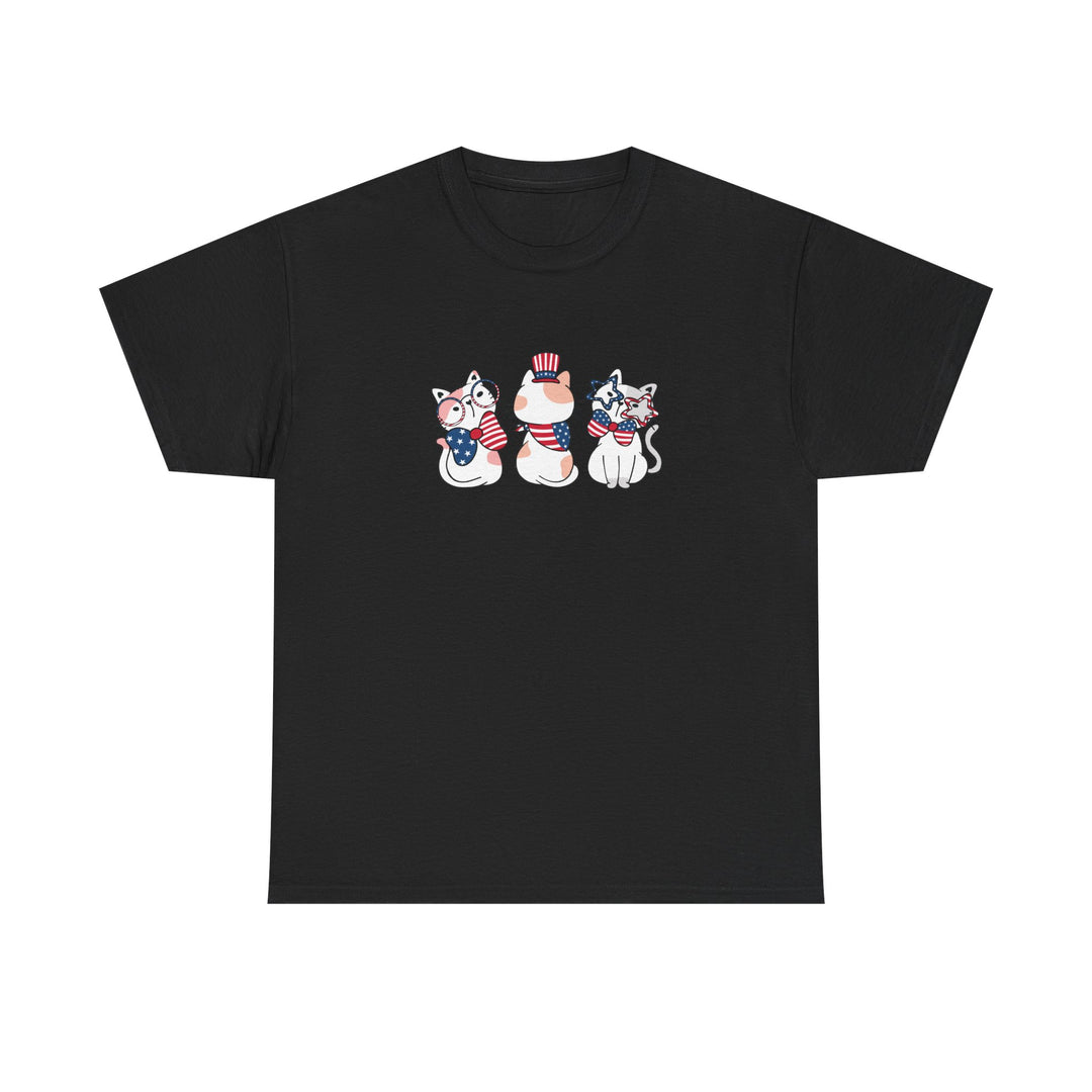 Flag Waving Cats Cotton Tee