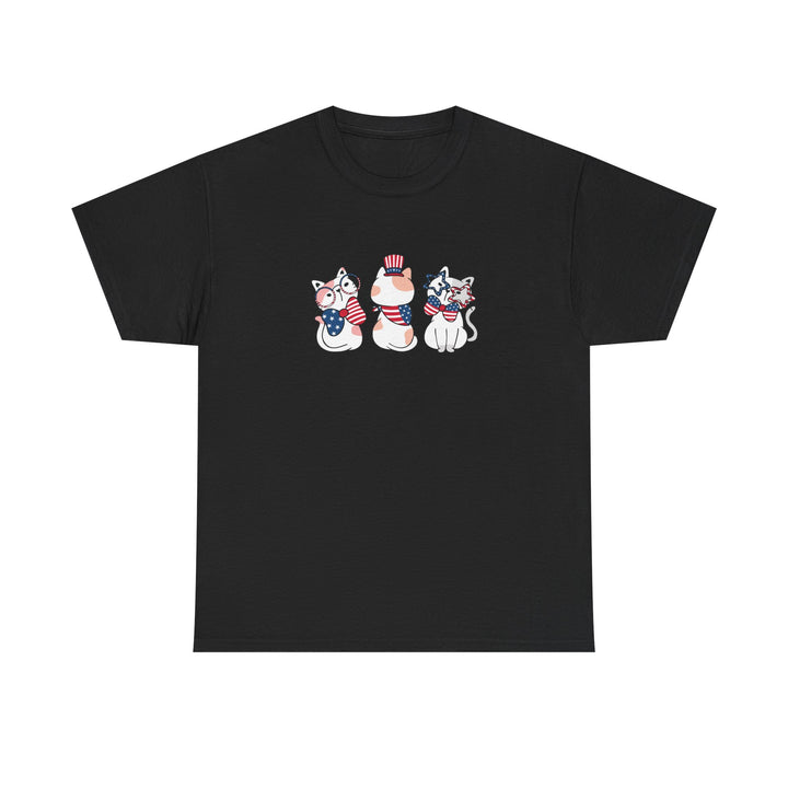 Flag Waving Cats Cotton Tee