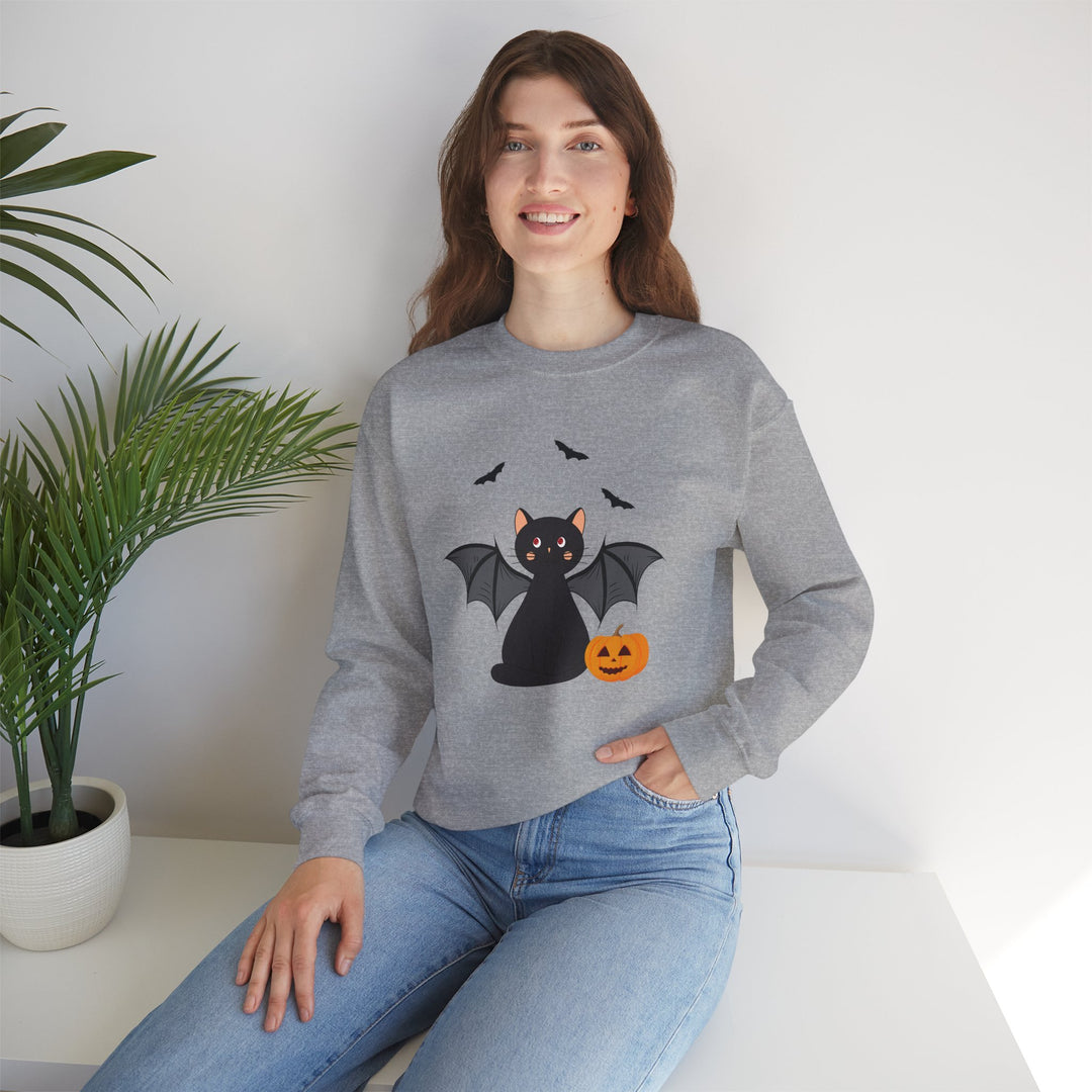 Bat Cat Halloween Crewneck Sweatshirt