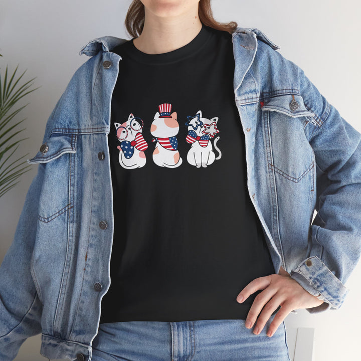 Flag Waving Cats Cotton Tee