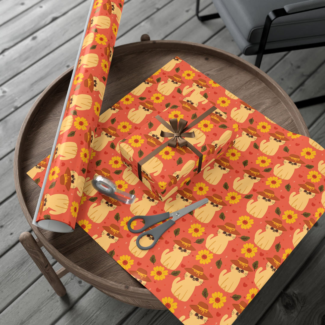 Straw Hat Cat Gift Wrap