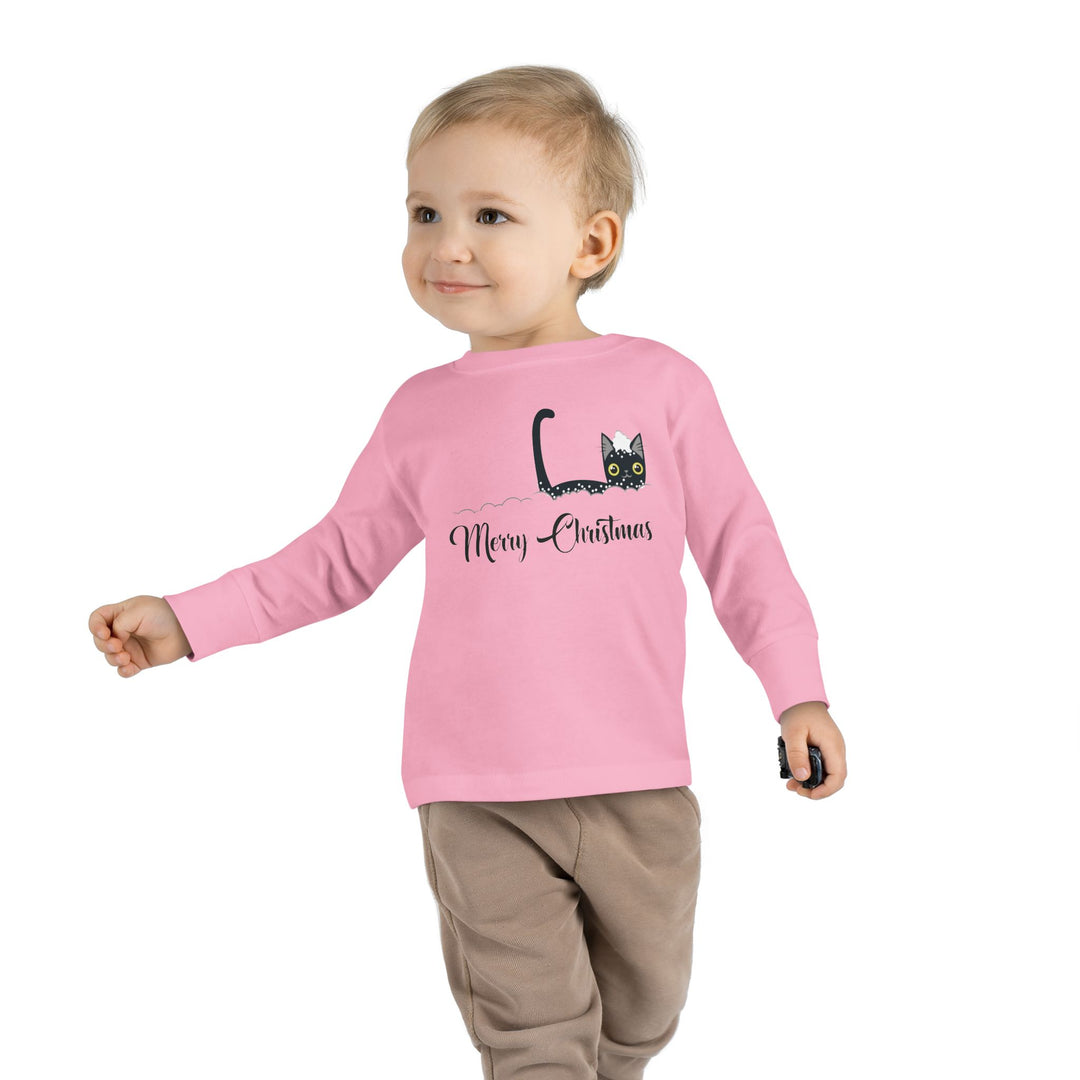 Snowy Christmas Cat Toddler Long Sleeve Tee