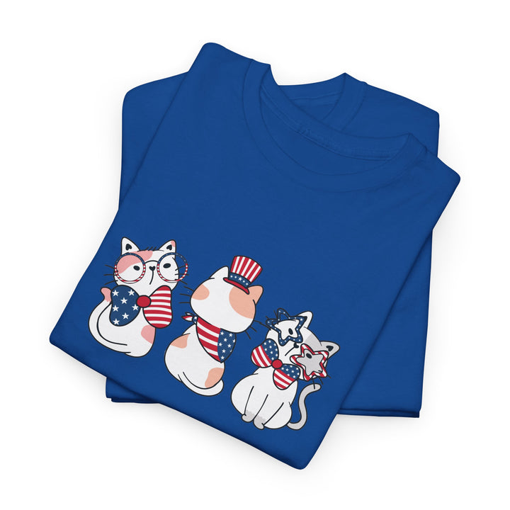 Flag Waving Cats Cotton Tee