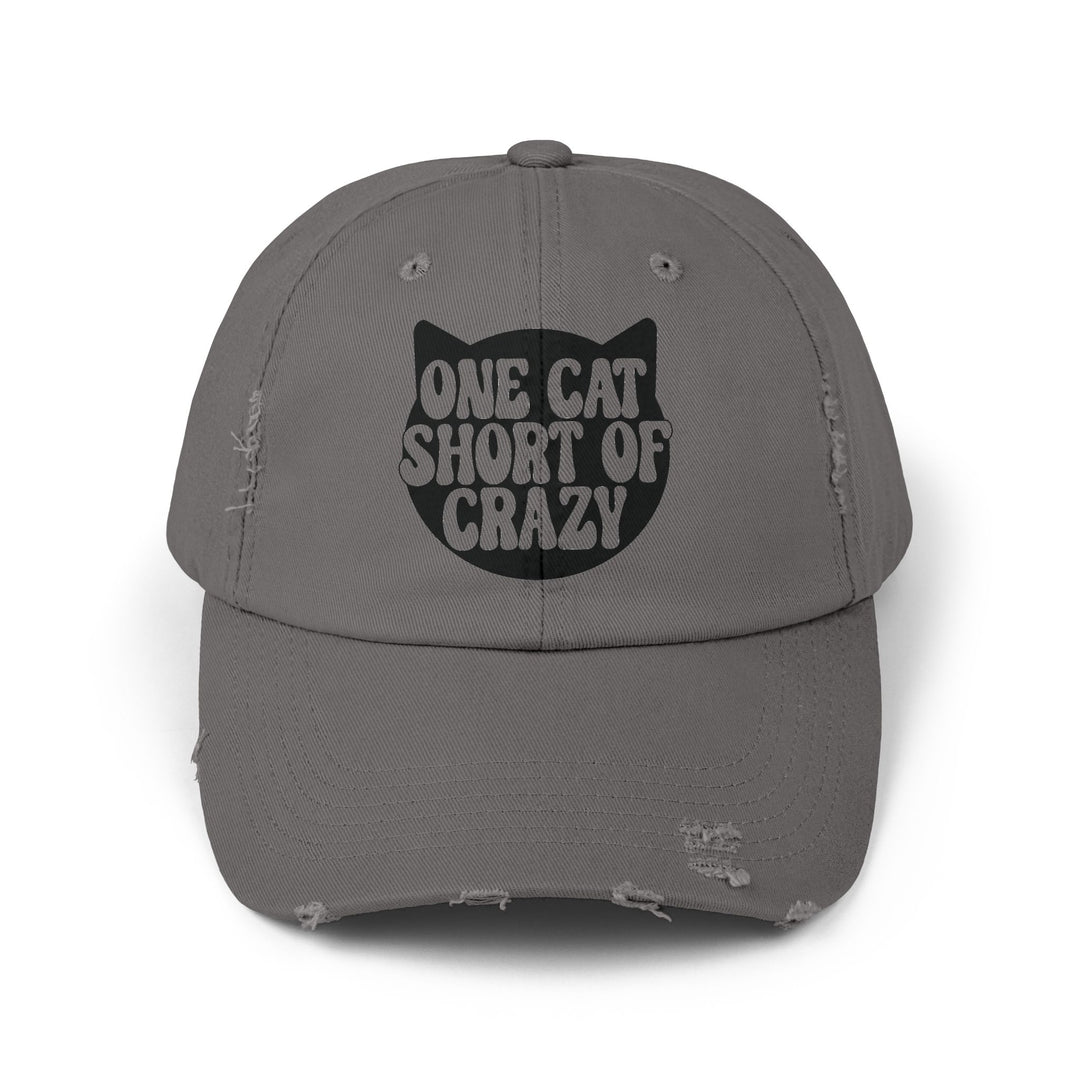 One Cat Short of Crazy Unisex Distressed Hat