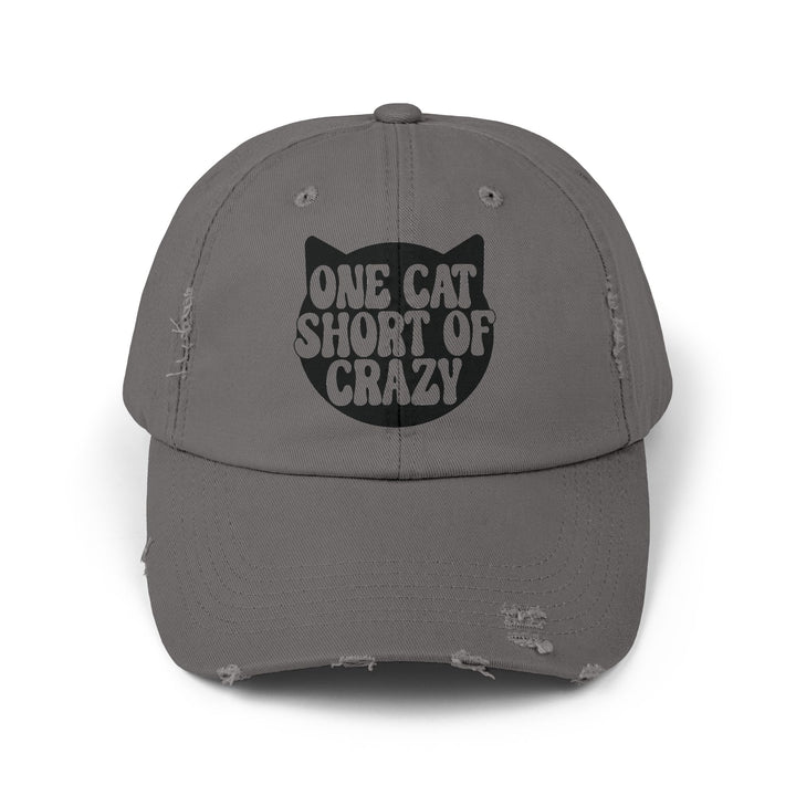 One Cat Short of Crazy Unisex Distressed Hat