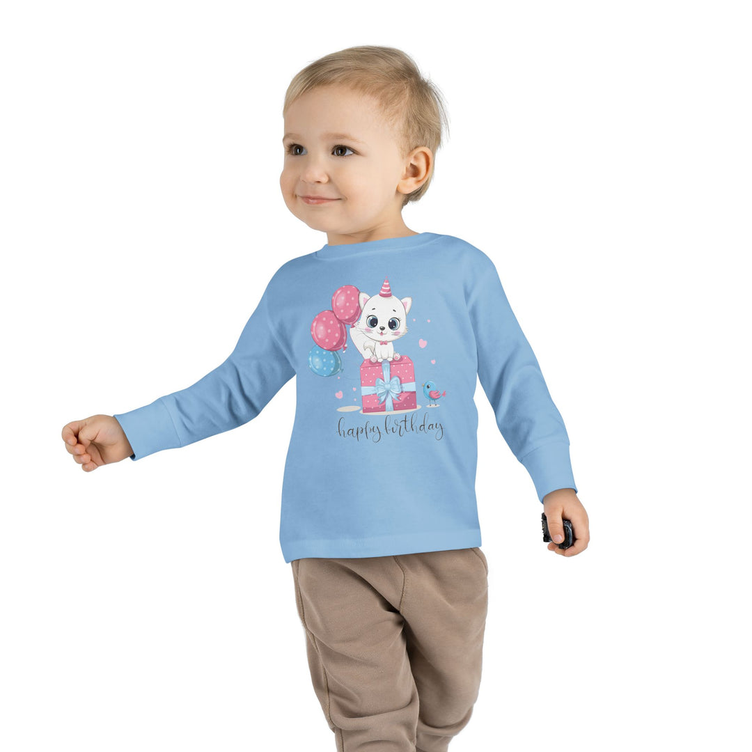 Happy Birthday Kitty Toddler Long Sleeve Tee