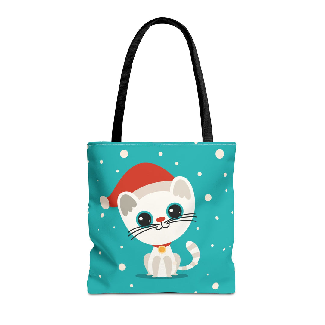 Teal Santa Cat Tote Bag