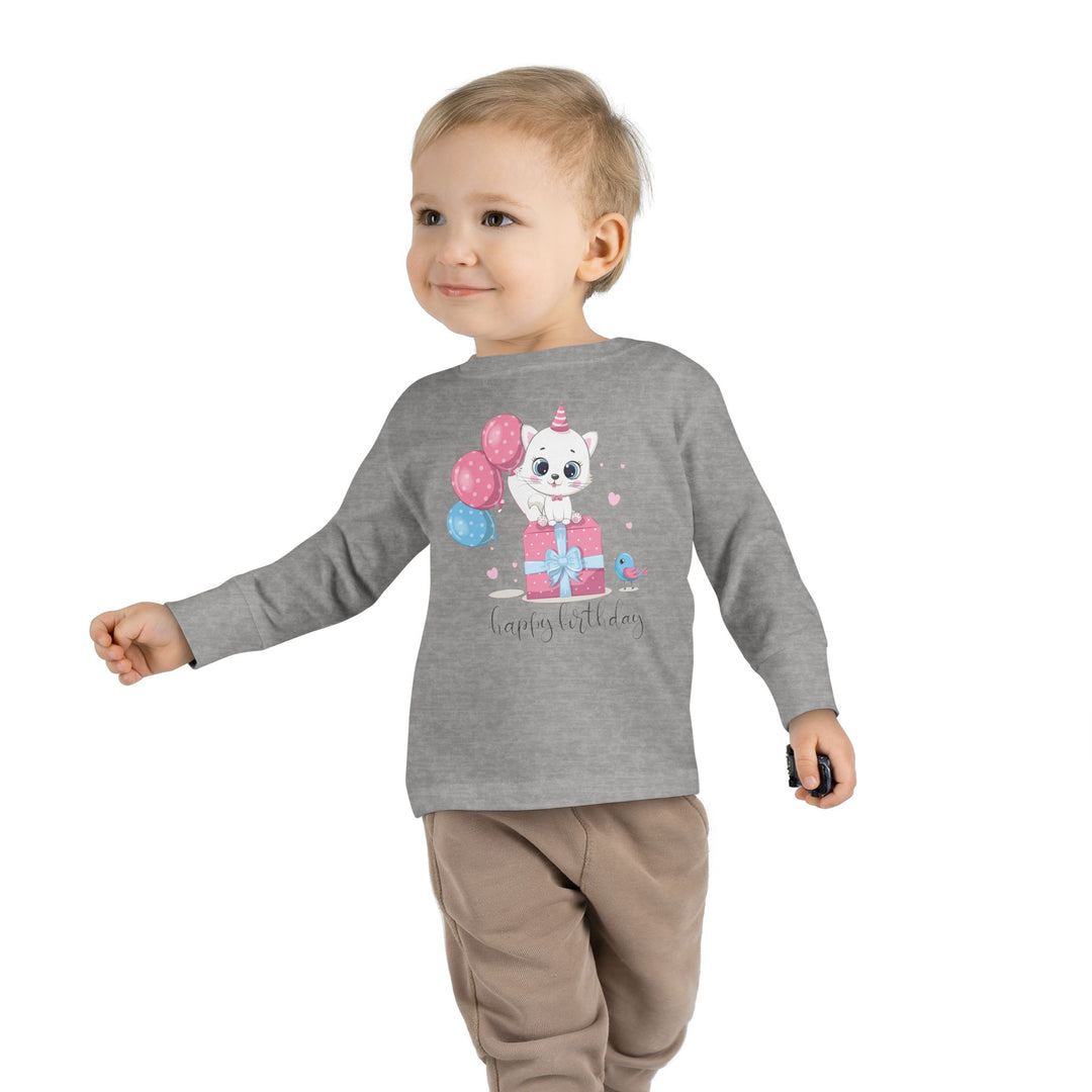 Happy Birthday Kitty Toddler Long Sleeve Tee