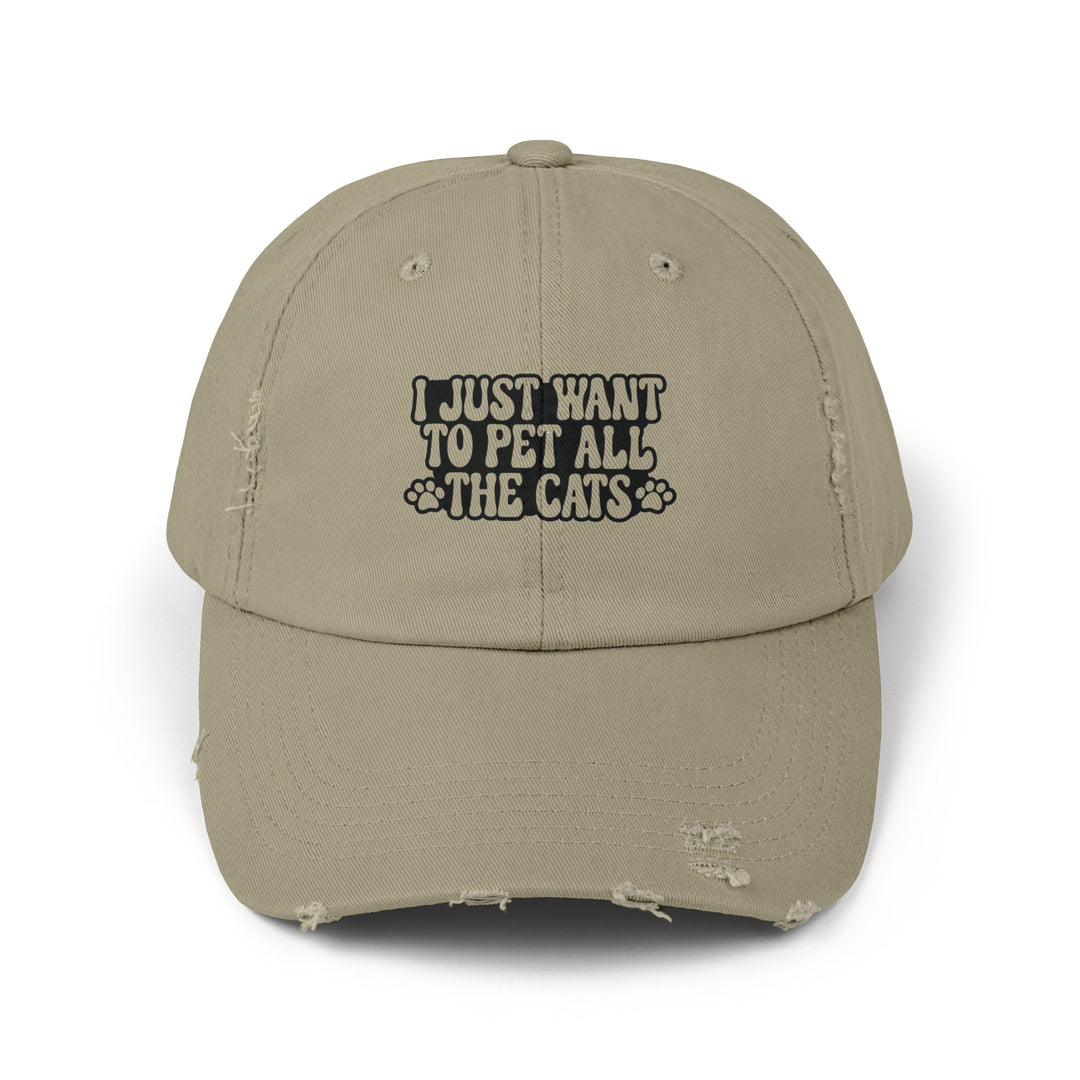 Pet All The Cats Unisex Distressed Hat