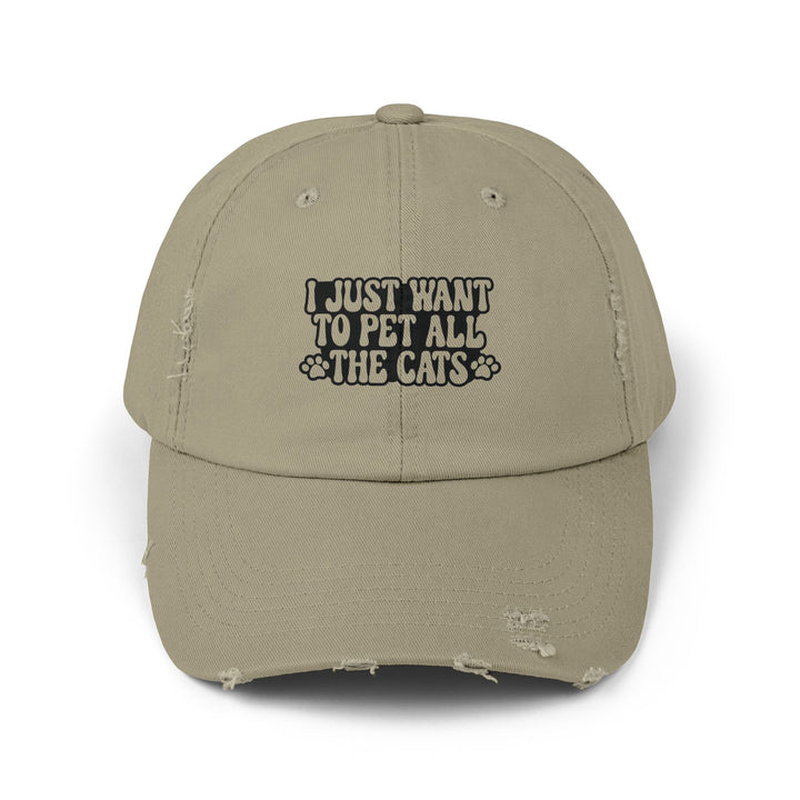 Pet All The Cats Unisex Distressed Hat