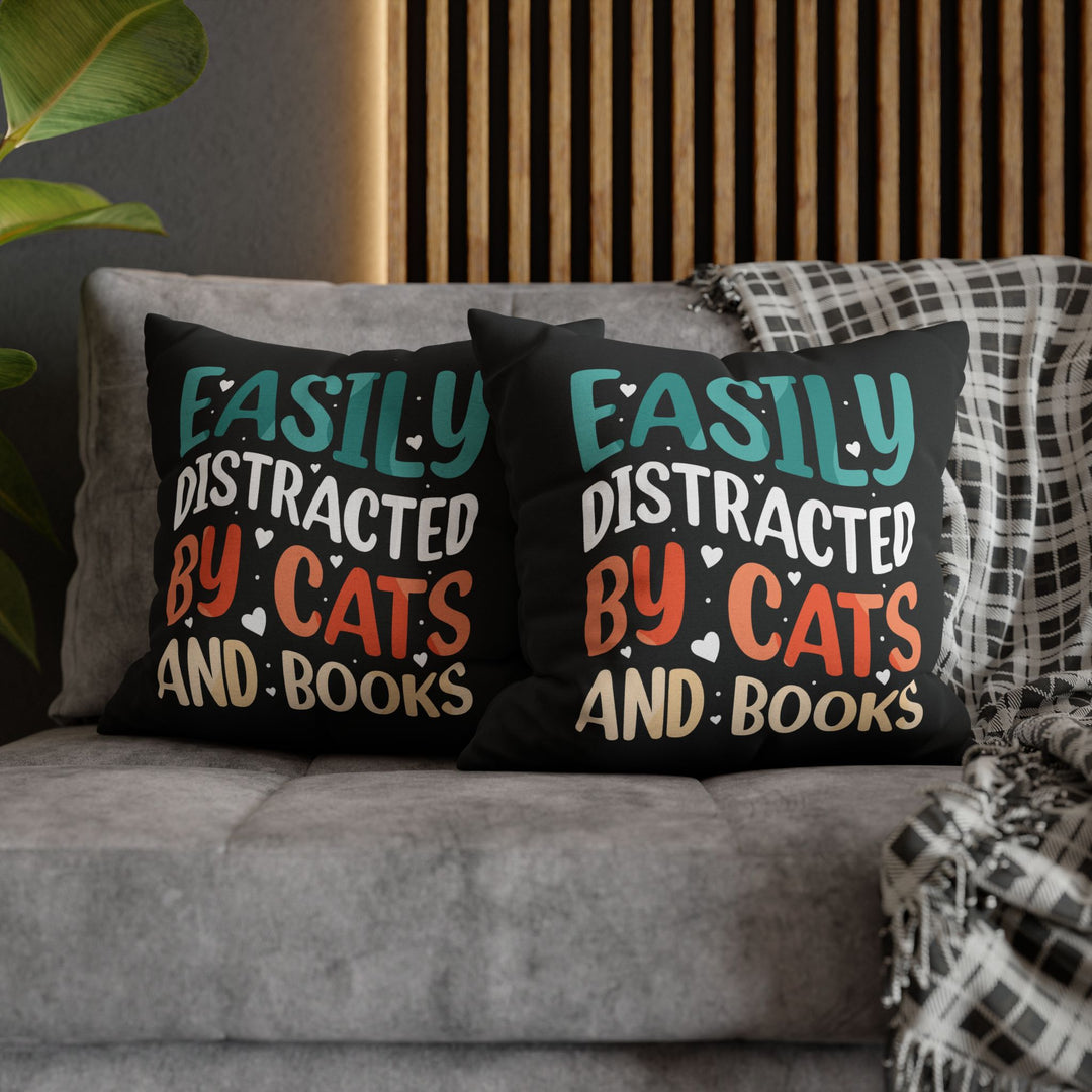Cats and Books Square Pillow