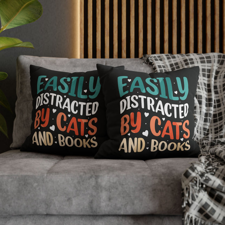 Cats and Books Square Pillow
