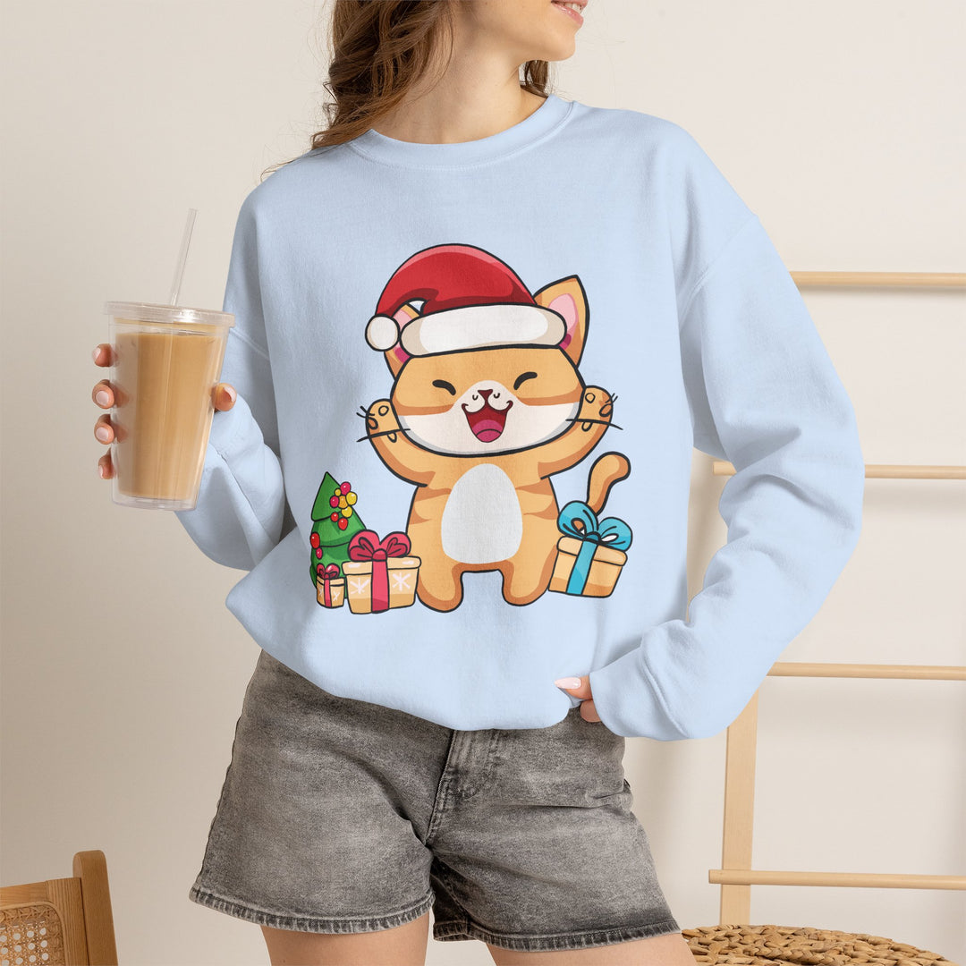 Happy Santa Cat Crewneck Sweatshirt