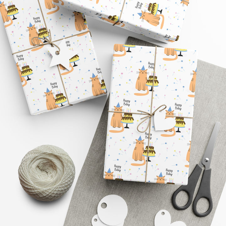 Happy Bday Cat Gift Wrap