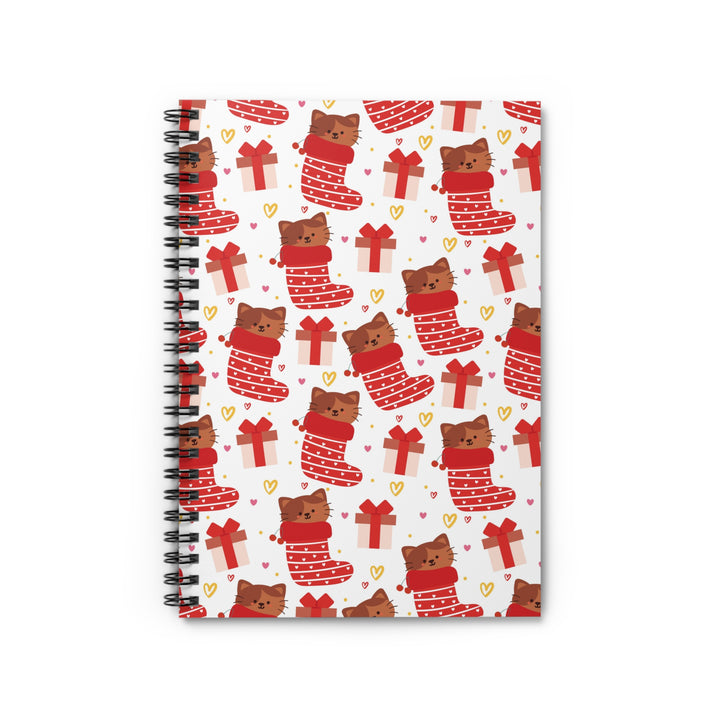 Christmas Stocking Cat Spiral Notebook