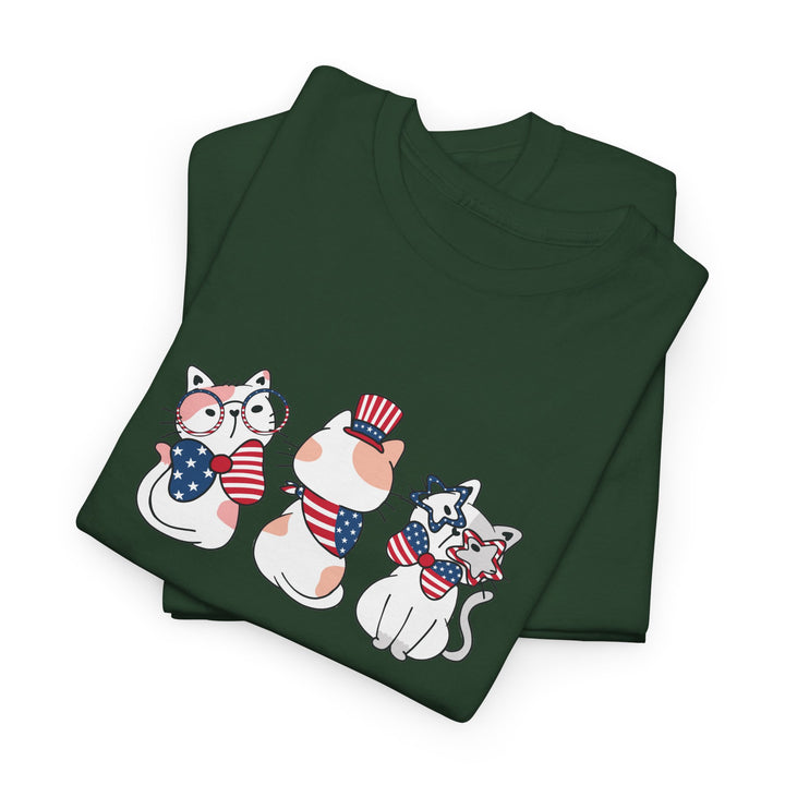 Flag Waving Cats Cotton Tee