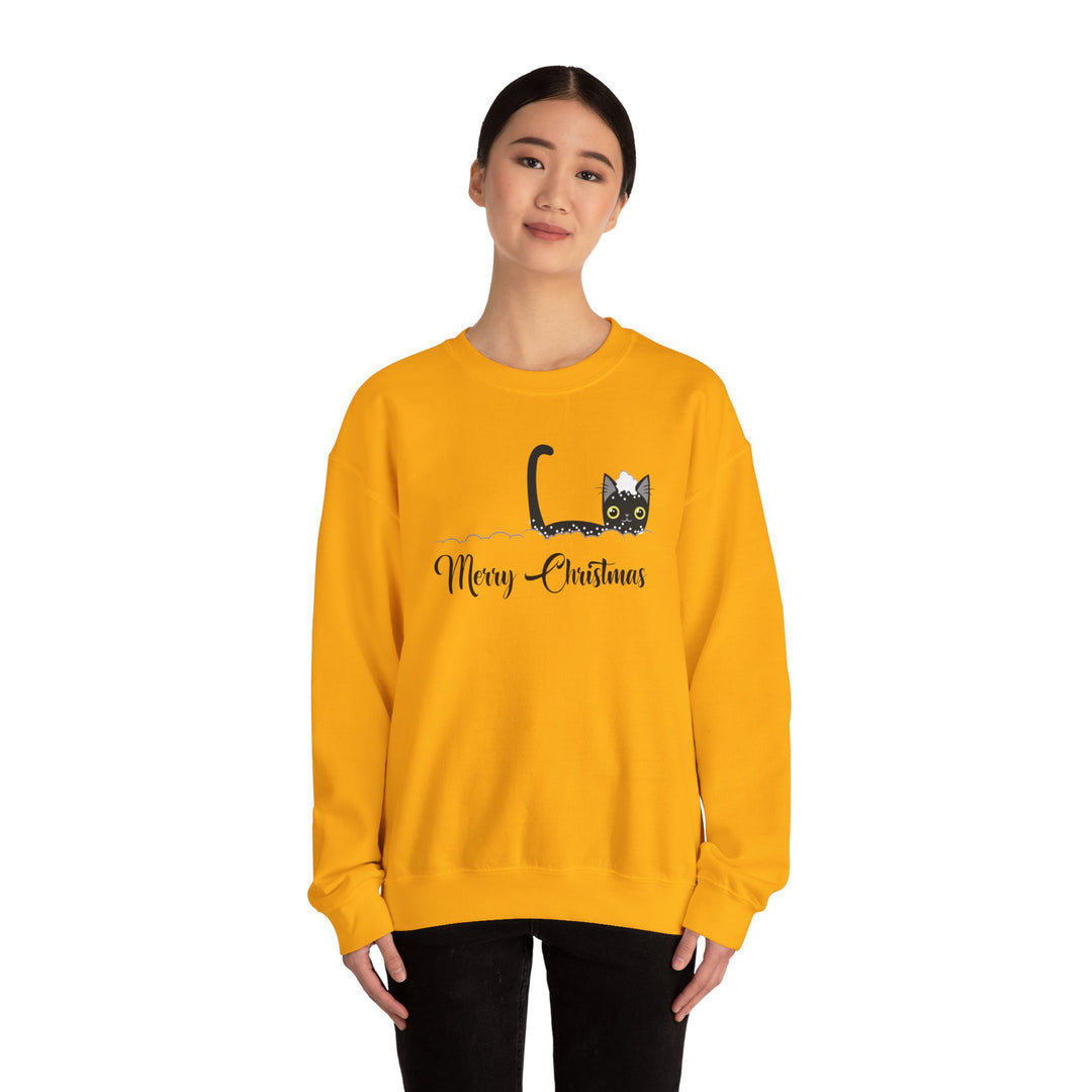 Snowy Christmas Cat Unisex Crewneck Sweatshirt