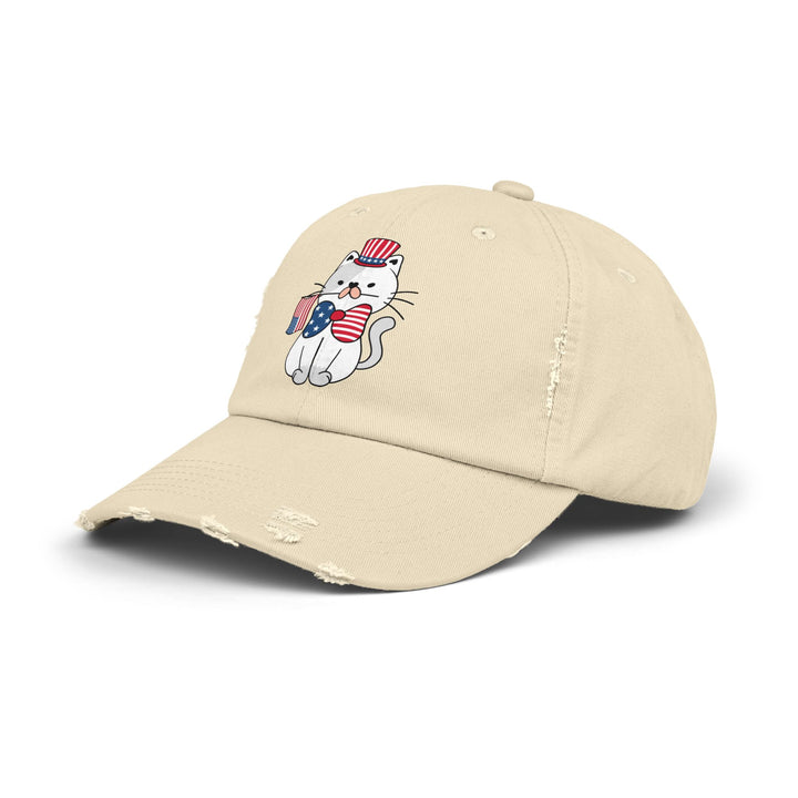 Patriotic Cat Unisex Distressed Hat