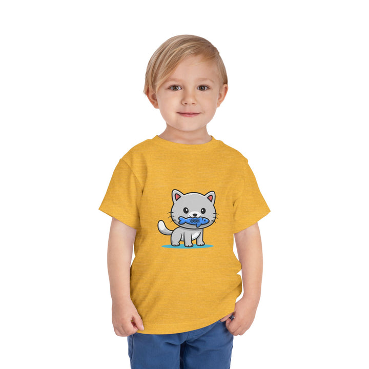 Cat Eating A Fish Toddler Tee