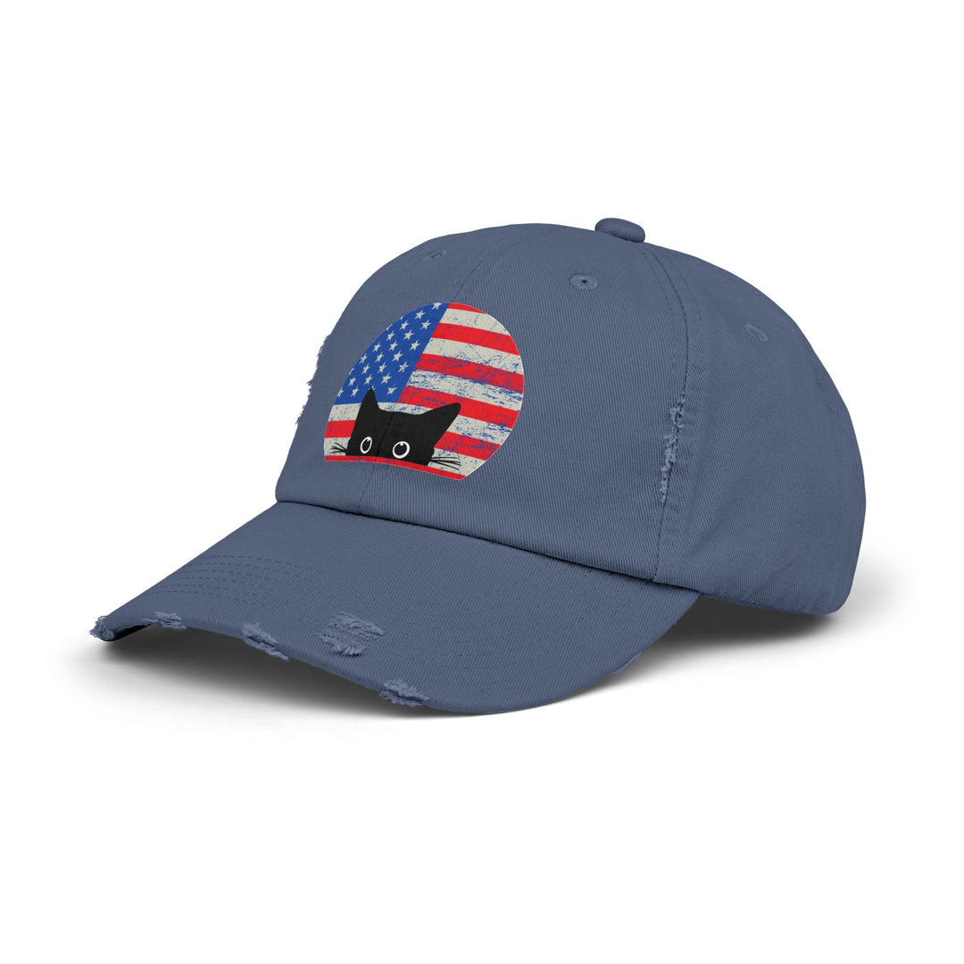 Star Spangled Kitty Unisex Distressed Hat